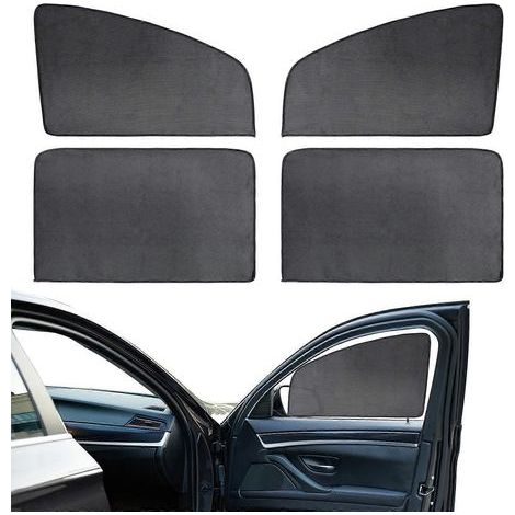 Lot de 4 pare-soleil magnétiques pour voiture, protection UV, rideaux pare-soleil pour vitres latérales, film de protection solaire estival-80X50cm-Black