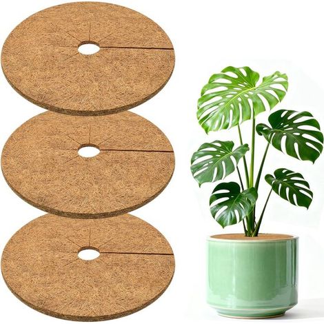 Anillo protector de fibra de coco de 3 piezas - almohadilla protectora para plantas - almohadilla para el control de malezas - 30301 cm - para árboles, plantas y flores de interior y exterior - marrón (1/5)