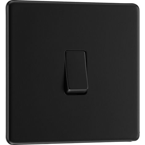 Interrupteur mural intermédiaire simple, plaque frontale sans vis, profil fin, plaque plate, noir mat, 20 A, 16 AX, FFB13 (1/5)