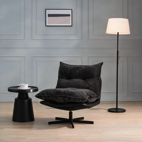 Fauteuil coloris noir gris en tissu métal fer Polyester (1/5)