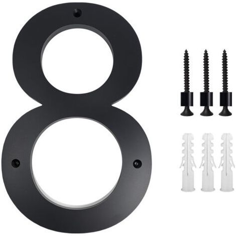 House Number Plaque 10 Inch (8, Black) Modern Door Numbers Sign Plaque Zinc Alloy House Address Numbers (1/5)