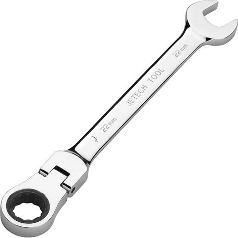Clé à cliquet flexible de 22 mm, de qualité industrielle, avec tête flexible, fabriquée en acier allié Cr-V forgé et traité thermiquement, entièrement polie avec 12 points, métrique (1/5)