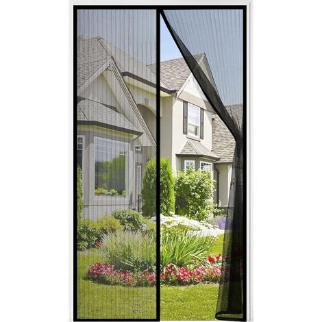 Magnetisches Türgitter 120 x 210 cm – Schwarzes Polyester – Schnelle, werkzeuglose Montage – Schutz vor fliegenden Insekten (1/5)