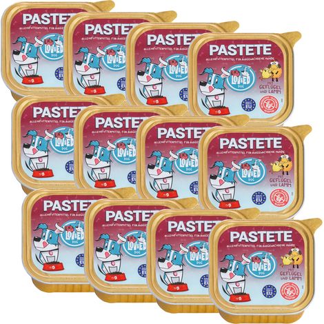 Lov&Ed Pastete mit Geflügel & Lamm, 12 x150g - Nassfutter für ausgewachsene Hunde (1/2)