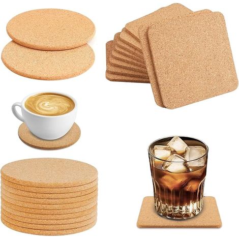 Dessous de Verre en Liège 10x10cm Épaisseur de 4mm Dessous de Plat Réutilisable et Absorbants Dessous sous Tasse A Cafe Cuisine Bureau Restaurant Bar (1/5)