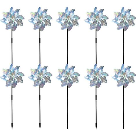 10 Stück reflektierende PVC-Windspiele für Outdoor-Dekoration und Vogelabwehr, für Hof, Terrasse, Obstgarten und Bauernhof (Silber) (1/5)