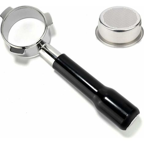 54 mm Bodenloser Siebträger, Blanker Edelstahl-Siebträger für Espressomaschine für Breville 870/875/878/880 mit Korbfilter, Schwarz,