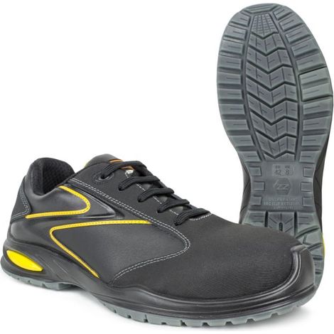 Pezzol Onyx S3 scarpe basse da lavoro n. 44 antifortunistiche in pelle nera metal free made in Italy Nero + Giallo 44 (1/4)