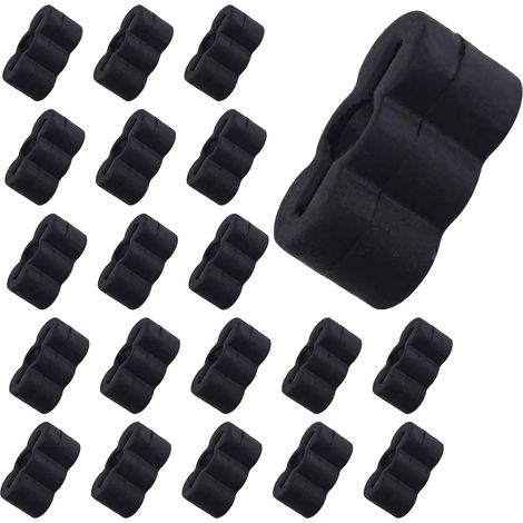 20pcs Butées Coulissantes pour Tiroirs, Universelles Arrêts en Caoutchouc Pièces de Rechange pour Glissières de Tiroirs Armoire Commode (Noir) (1/5)
