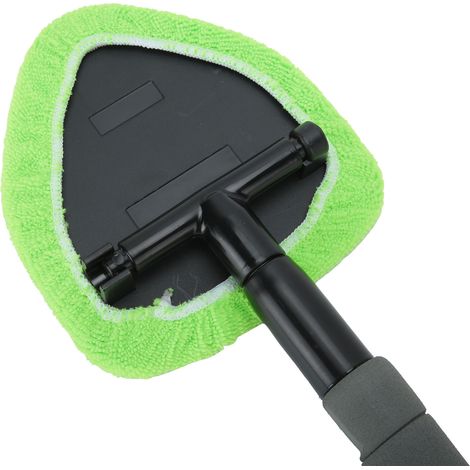 Nettoyeur Vitre Automobile Manuelle avec Manche Télescopique en Aluminium - Accessoire de Lavage Voiture Fenêtre Verte [Microfibre] (1/5)