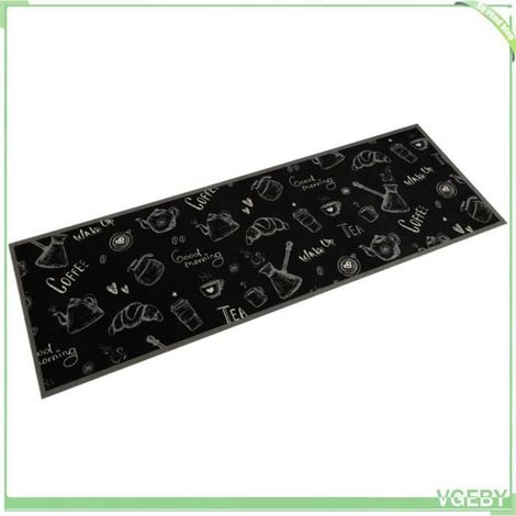 4005585 Tapis de cuisine lavable imprimé Morning noir 60x180 cm velours (1/5)