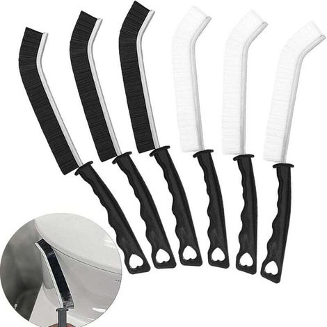 6 Pièces Brosse De Nettoyage des Interstices, Brosse Joint Carrelage Brosse, Multifonction Brosse Nettoyage avec Poignée pour Porte Fenêtre Salle de Bain Cuisine Anti Rouille (3 Noir + 3 Blanc)