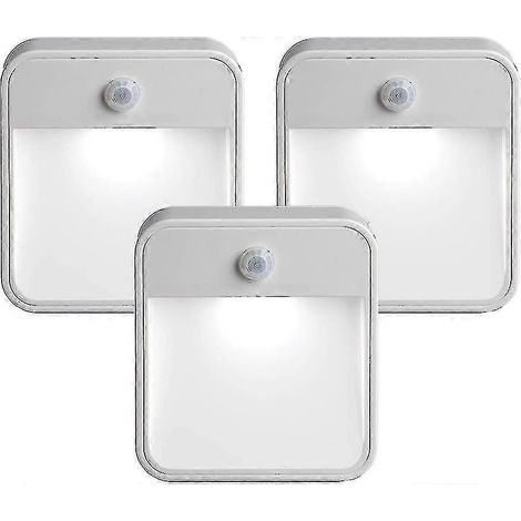 Veilleuse LED à piles avec détecteur de mouvement, à fixer partout, lot de 3, blanche, 3 unités (1/4)