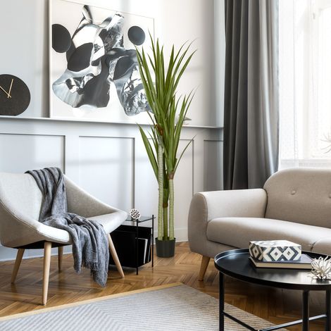 Pianta Artificiale di Yucca da 190 cm con 39 Foglie in Vaso Contenitore di PEVA e Cemento