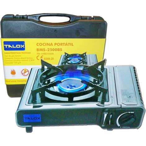 Cocina de gas portátil TALOX con encendido piezoeléctrico y maletín (1/3)