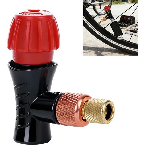 CO2 Bicycle Inflator, Presta Schrader Valve Adapter Bicycle Pump Head, Portable Aluminium Alloy Valve Inflator, CO2 Air Pump Adapter for Road Mountain Bike, Pneumatic Pump Accessory (1/5)