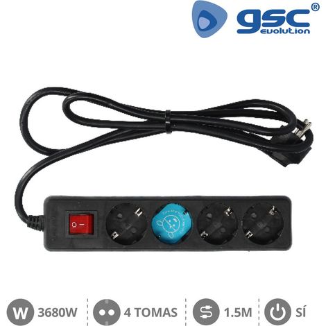 Schwarzer Mehrfachsockel mit 4 Steckern und Schalter 1,5 m Kabel GSC 0000027 (1/2)