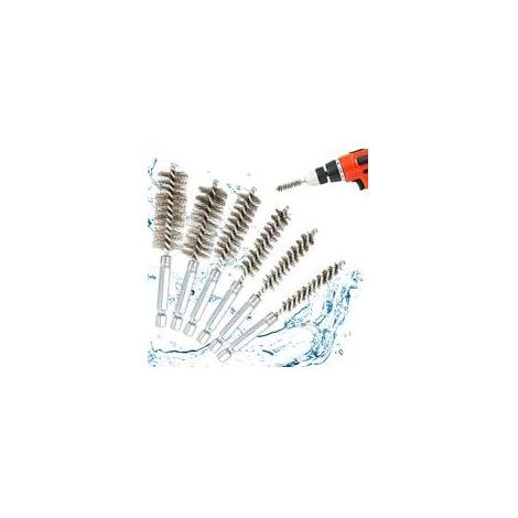 6 Stück Bohrer-Reinigungsbürste aus Edelstahl, Flaschenbürste, Reinigungsofen-Kesselbürsten für Schlagbohrmaschinen (8 mm).、10mm、12mm、15mm、17mm、19mm) (1/5)