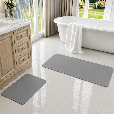 Lot de 2 Tapis de Bain Absorbants 40x60 + 60x120 cm (1/5)
