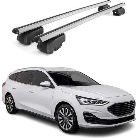 OMAC Barres de toit en aluminium pour Ford Focus IV Break 2018-2025 – City Crash – ISO/PAS 11154:2006 – Antivol inclus – Charge max 75 kg – 2 barres Argent (1/4)
