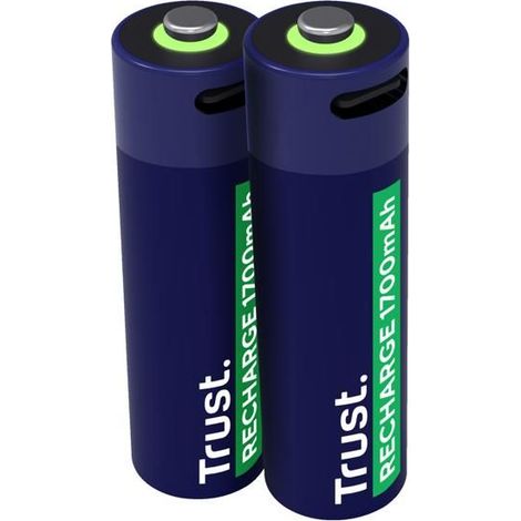 25584 Pacco da 2 batterie ricaricabili USB-C Trust tipo AA - 1700 mAh (R06)