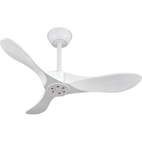 Ventilateur de plafond 36 pouces blanc, 3 pales en bois Paulownia, moteur DC silencieux, télécommande, 6 vitesses, sans lumière, mémoire, pour petites pièces, CHICFURN (1/5)
