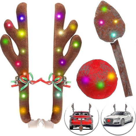 Bois de renne pour voitures - Bois de renne de Noël à LED clignotantes (kit de décoration pour voiture sur le thème des rennes) (1/5)