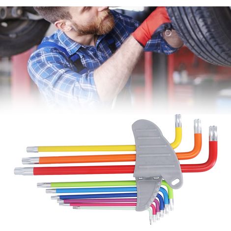9-teiliges farbiges sternförmiges Sechskantschlüssel-Set aus Chrom-Vanadium-Stahl, extra lang (1/5)