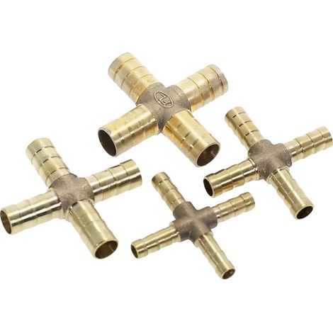 Conector de tubería, de latón, tipo T, de 4 vías en X, con espiga de 14 mm. (1/2)