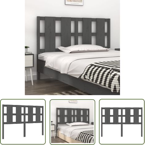 Tête de lit Résistante et économique, Panneau de lit, Gris 125,5x4x100 cm Bois massif de pin OIB9044E (1/5)