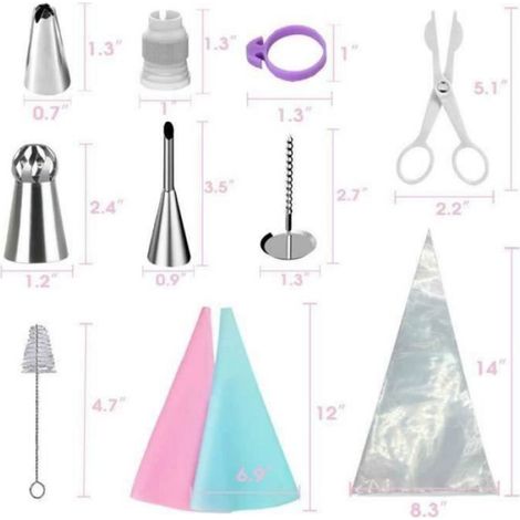 Douilles Patisserie - Silicone - DIY Kits - Décoration de Gateaux - Facile à Nettoyer - Bote de Rangement (1/4)