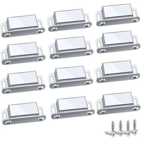Loquet Magnetique, 12 Pièces Aimants loqueteaux magnétiques Placard Aimant Puissant Robuste Jusqu'à 6kg, Pour Tiroirs Porte de Douche Aimanté Armoire Placard, Cabinet, Meubles (45mm-12pc)-- (1/5)