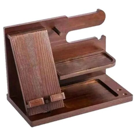 Support rangement multifonctionnel bois pour montres bijoux lunettes téléphone clés organisateur portefeuille armoire (1/4)