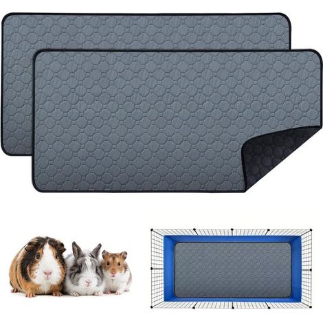 Tapis pour cobayes (2 pièces - 120 x 60 cm), lavable - réutilisable - imperméable - absorbant - les hamsters - les souris et les chinchillas (1/5)