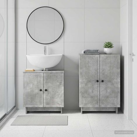 Beyamis Ensemble de 2 meubles de salle de bain EDE Gris Béton (1/5)