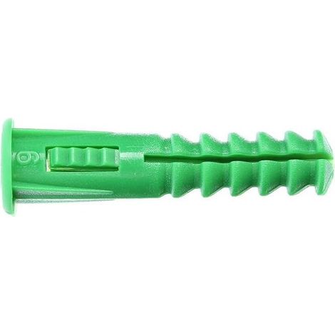 Cheville avec Collerette, 6mm x 30mm, Vert, Seau de 500