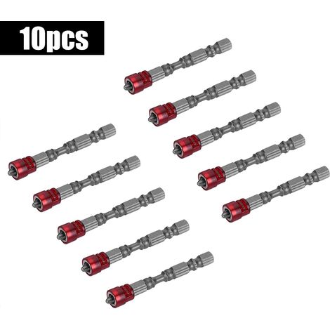 10 Stück 1/4 Zoll magnetische PH2-Schraubendreherbits für elektrische Schraubendreher (roter Magnet) (1/5)