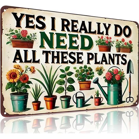 Cadeaux de Jardin Plaques de Jardinage Vintage « I Really Need All These Plants » (J’ai Vraiment Besoin de Toutes Ces Plantes), pour Maison, Jardin, Serre, Salon, Chambre, Cour, Décoration Extérieure  (1/5)