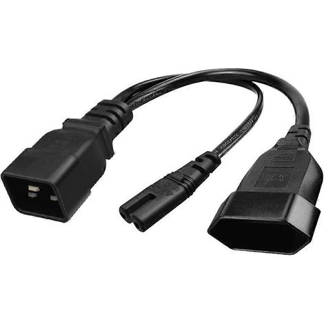 Câble d'alimentation IEC 320 C20 vers C7+EU4.0mm, adaptateur répartiteur en Y C20 mâle vers C7+EU4.0 - 0,32 m (1/5)