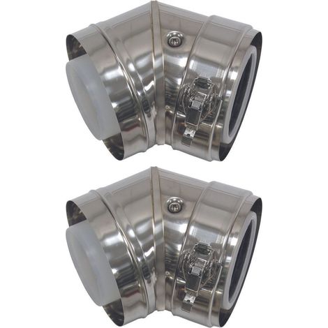 Vaillant Curva 45 gradi, 80/125 mm (2 pz) per posa facciata conc. PP/acciaio inox, 0020042757