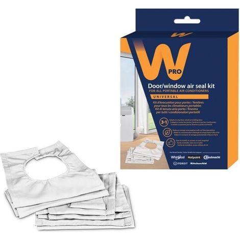 Kit calfeutrage fenêtre universel pour climatiseur mobile – Joint en tissu blanc – Installation facile avec bande Velcro – Dimensions 21x27x5cm – Wpro (1/5)