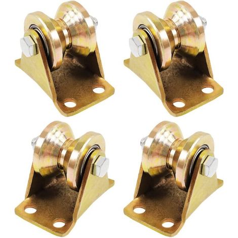 4 Pcs Poulie Simple pour de Levage Mouflage - Rail Roulette Portail Coulissan - Roue Gorge Forme en V de 55mm - Pour cordes cordes en acier etc NPTERBL (1/5)