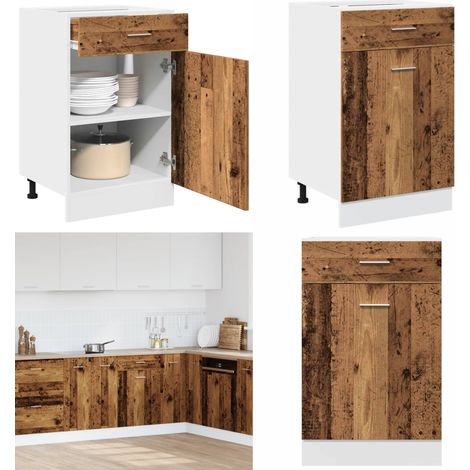vidaXL Armoire de plancher à tiroir vieux bois 50x46x81,5 cm