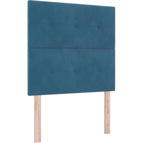Matelas à ressorts LED, avec matelas, bleu foncé, 80 x 200 cm, tissu velours. (1/5)