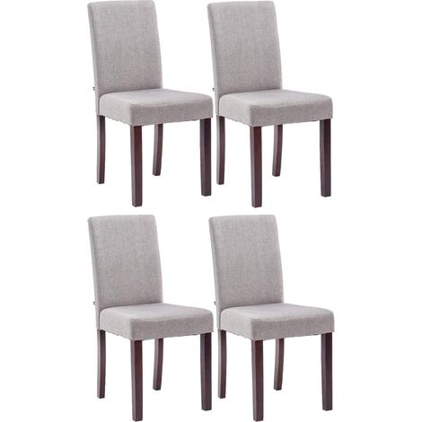 Set 4 sedie per sala da pranzo dal design classico in tessuto grigio chiaro e gambe in legno marrone 100001771