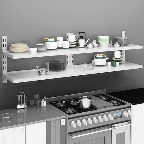 2-Tier Floating Wall Shelves 2 pcs Stainless Steel 200x30 cm vidaXL (1/5)