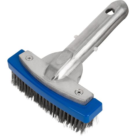 Brosse de piscine en acier, 12,7 cm (5 pouces), acier inoxydable, aluminium, poils, pour les parois, le fond, les marches et le carrelage-AquaForge (1/5)