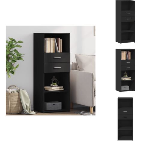 Buffet haut noir 45x42,5x124 cm bois d'ingénierie - Buffet Design Intemporel - Meuble Rangement Noir - Buffet Cuisine - Buffet Salon - Commode Rangement (1/5)
