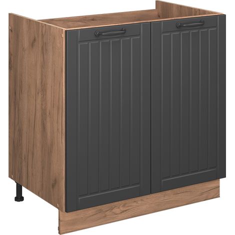 Mobile lavello cucina Fame-Line, Grigio scuro, 80 cm senza piano di lavoro, Vicco