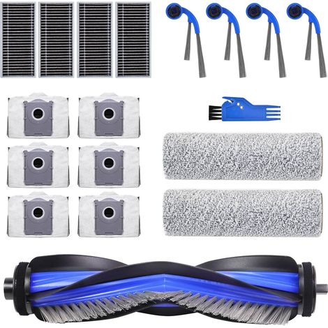 Accesorios para la aspiradora ECOVACS DEEBOT T80 Omni: 1 cepillo principal, 2 rodillos de mopa, 4 cepillos laterales, 4 filtros HEPA, 6 bolsas para polvo, 1 herramienta de limpieza. (1/5)